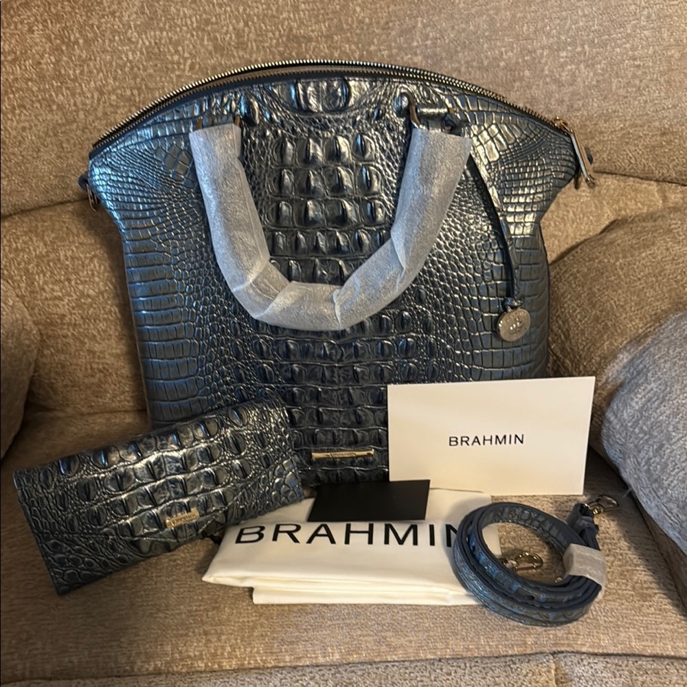 NWT Brahmin Large Duxbury Serenity Ombre with Matching Veronica Wallet